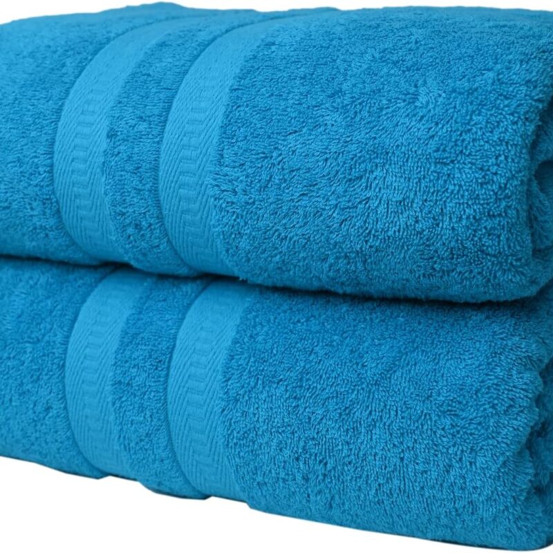 FB 2x Extra Large Super Jumbo Bath Sheets (100 x 200 cm-600 GSM) Luxury 100% Egyptian Combed Cotton Towel Super Soft Premium Hotel Quality Quick Dry Bathroom Towels Set (Silver)